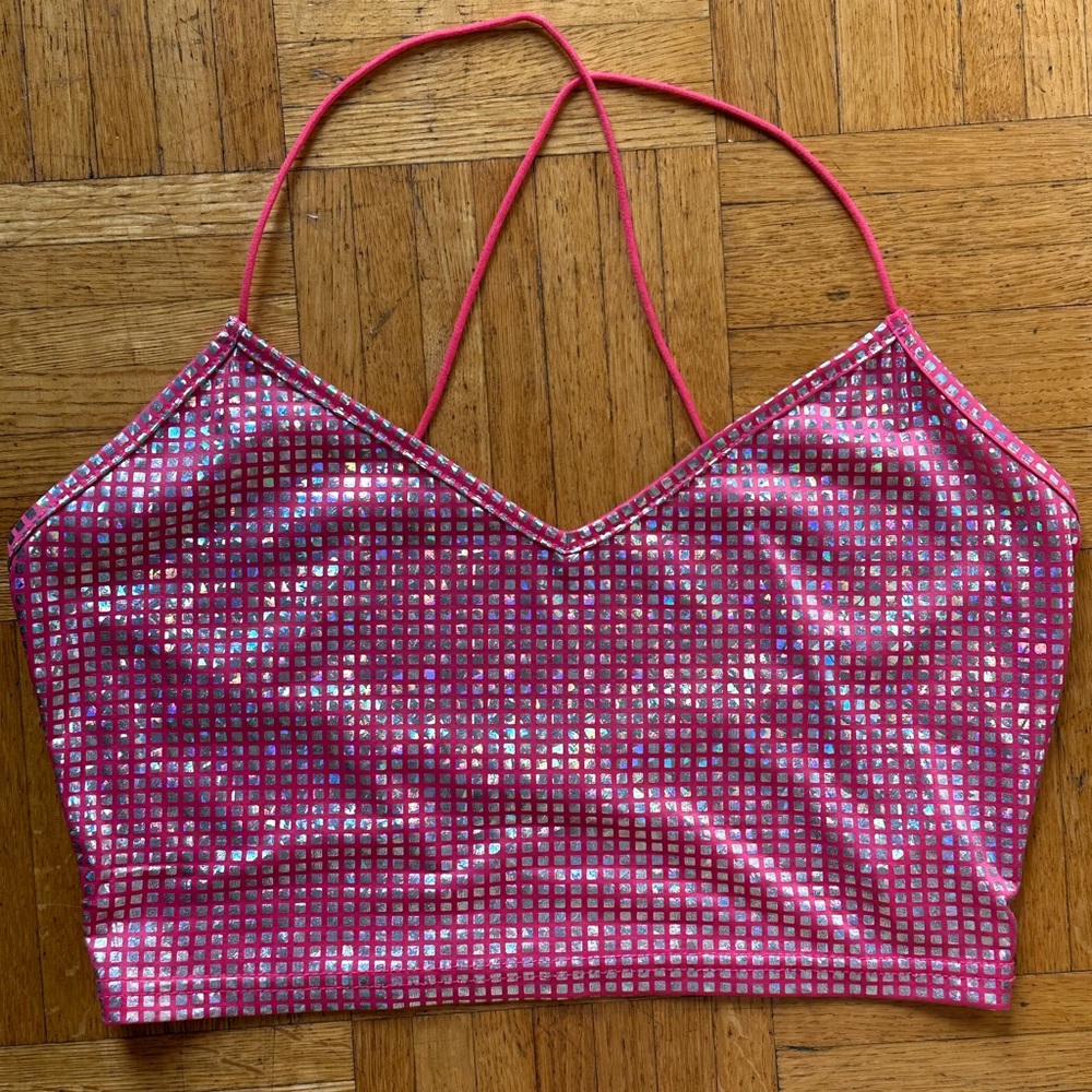 Pink Disco Sparkly Crop Top